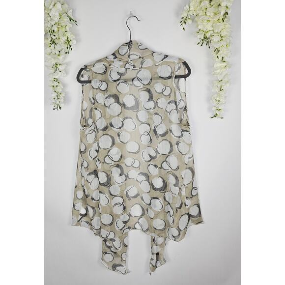 Susan Graver Sheer Open Front Lightweight Vest Large Abstract Circle Chic Artsy - Picture 3 of 12